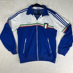 ADIDAS Jacket Mens Sz Large Zip Up 80s Remake Retro Italy Football Soccer